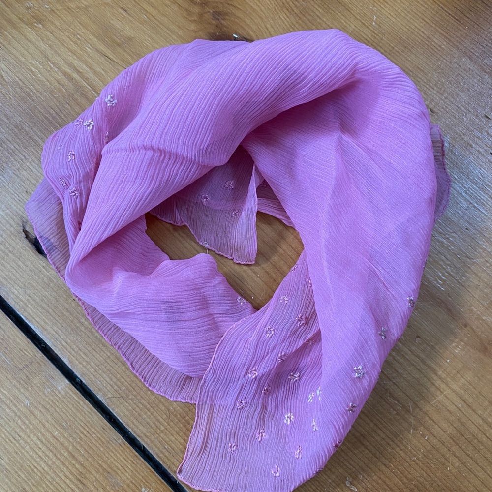 Vintage Pink Embroidered Scarf